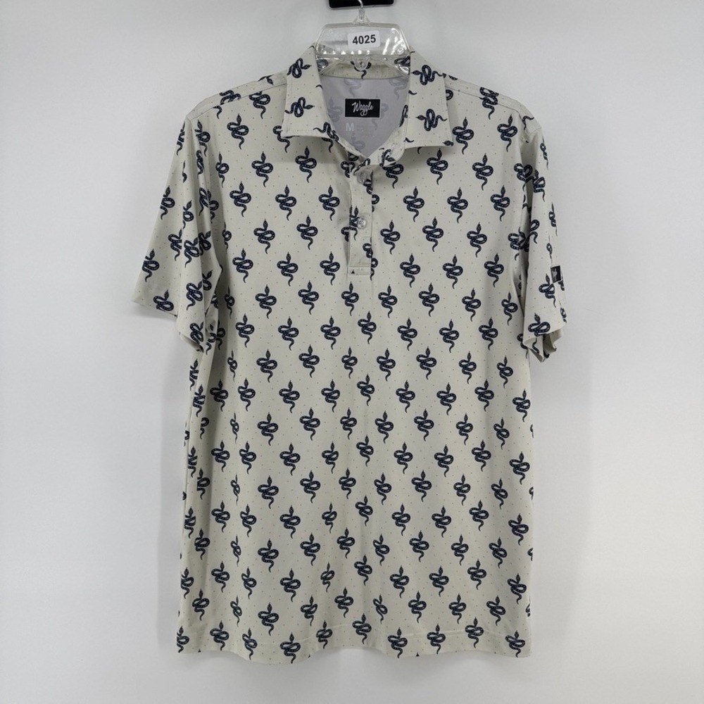 Waggle Performance Golf Shirt Mens MEDIUM Moisture Wicking Poly Spandex Stretch